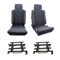 Adventurer PU Leather/Fabric S5 Pair Seats w/ Adapters for Hilux RZN 1998-2005