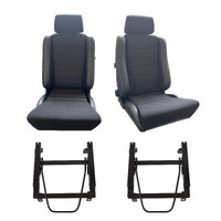 Adventurer PU Leather/Fabric S5 Pair Seats w/ Adapters for Landcruiser 80 90-92