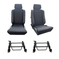 Adventurer PU Leather/Fabric S5 Pair Seats w/ Adapters for Landcruiser 100 98-07