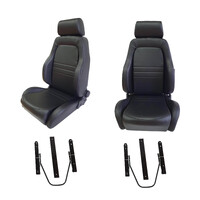 Black PU Leather 4X4 Adventurer Seats Rail Sliders Pair for Nissan Navara D22