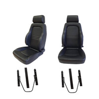 Pair Adventurer 4x4 PU Leather Black S3 Seats suits for Nissan D22 Navara