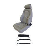 Autotecnica 4X4 Adv PU Leather Seat Grey S3 Single for Patrol 1997-on w/ Adaptor