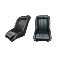 Classic Low Back Black PU Leather Bucket Seats fits Shelby Cobra Fixed Back