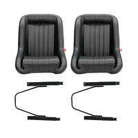 Classic Low Back Sport Seat Black PU Leather Pair with Universal Seat Slider