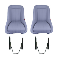 Classic Low Back Sports Seats Beige Grey PU Leather w/ Universal Seat Slider Car