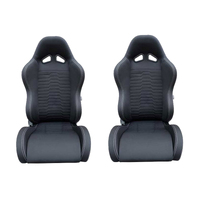 Autotecnica Sports Bucket Comfort Cloth Seats Pair (2) Black Racing ADR Approved