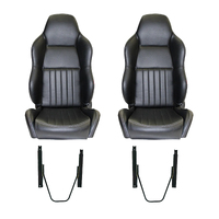 Autotecnica PU Leather Sports Bucket Seats Pair - With Universal Seat Slides New