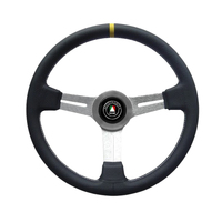 Monza Classic Black Leather Steering Wheel Alloy Spokes Drifting Race Sports Car