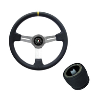 Classic Black Leather Steering Wheel & Boss Kit Suits Nissan GU Patrol Navara