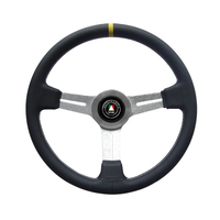 Autotecnica MONZA CLASSIC Black LEATHER STEERING WHEEL 365mm Alloy Spokes