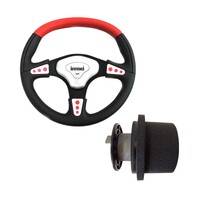 VR Commodore Black & Red Leather Sports Steering Wheel 350mm w/ Boss Kit Adaptor