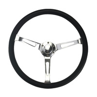 SAAS 15in Classic Deep Dish 380mm Steering Wheel Satin Slot Spokes Resto Muscle