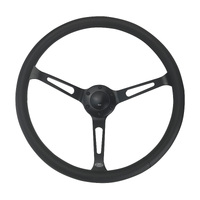 SAAS 15in Classic Deep Dish 380mm Steering Wheel Black Slot Spokes Resto Muscle