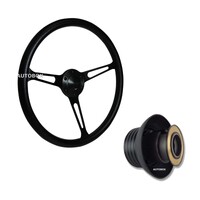 SAAS Classic Black Steering Wheel 380mm w/ Boss Kit Suits Nissan GU Patrol