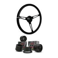 SAAS Classic Black Steering Wheel 380mm w/ Boss Kit Suits Nissan GQ Patrol
