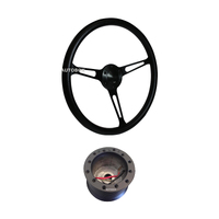 SAAS Classic Black Polished Slotted Steering Wheel 380mm Falcon XR XT Boss Kit