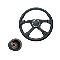 Classic Black PU Leather Steering Wheel 380mm for Toyota Landcruiser 80 100 Boss