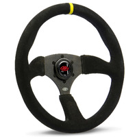 SAAS SUEDE 350mm DEEP DISH STEERING WHEEL 14" ADR TOKYO Black SPOKE INDICATOR