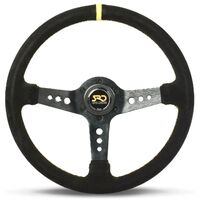 SAAS Steering Wheel Suede SRD 14" ADR Deep Dish Black Holes + Indicator