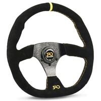 SAAS Steering Wheel Suede SRD 14" ADR Black Flat Bottom + Indicator