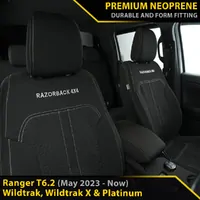 Razorback 4x4 Platinum Premium Neoprene 2x Front Row Seat Covers for Ford Next-Gen Ranger T6.2 Wildtrak, Wildtrak X