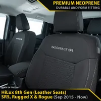 Razorback 4x4 Premium Neoprene Front Row Seat Covers for Toyota Hilux 8th Gen GR Sport GP6 2023-Current