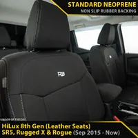 Razorback 4x4 Neoprene Front Row Seat Covers for Toyota HiLux 8th Gen GR Sport GP4 2024-Current
