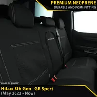 Razorback 4x4 Premium Neoprene Rear Row Seat Covers for Toyota Hilux 8th Gen GR Sport GP6 2023-Current