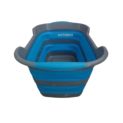 Collapsible Silicone Caravan Home Camping Laundry Washing Basket Large Blue Grey