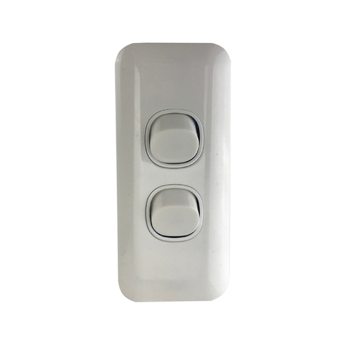 CARAVAN DOUBLE POLE DUAL 2 GANG LIGHT SWITCH 10 AMP SLIMLINE 240V MOTORHOME RV