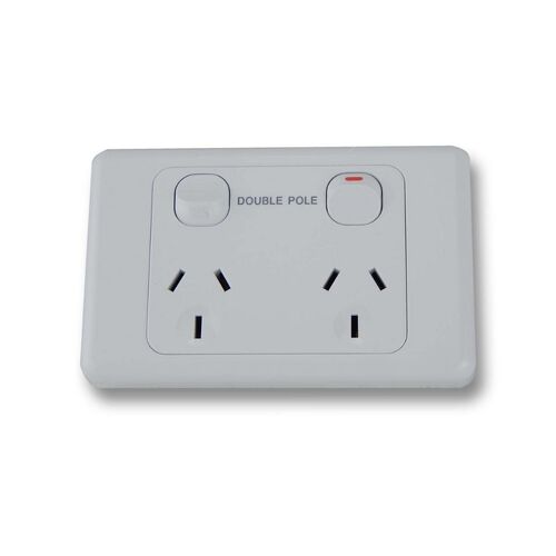 White Double Pole 10Amp Power Point GPO 2 Pack for Caravan Motorhome Camper