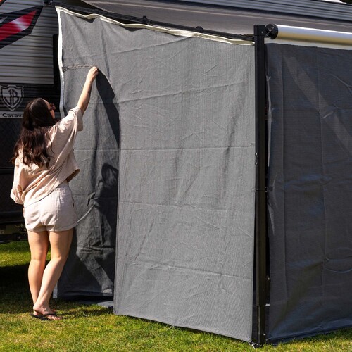 CGear Caravan Privacy Screen Angled End Wall Drop Zipper Door Sun Shade Wall