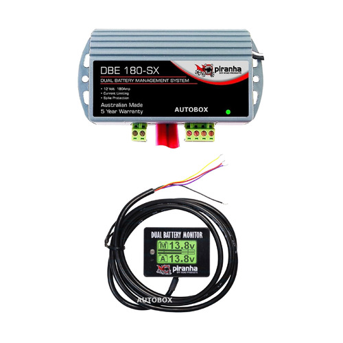 Piranha Dual Battery 180amp Isolator Management System + Monitor + Wiring Kit
