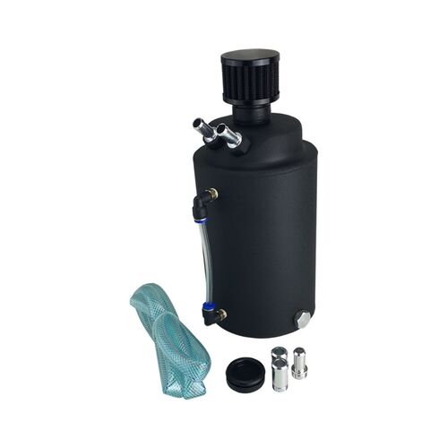 4WD Black Aluminium 2000ml Black Catch Can with Breather Drain Tap Reservoir 2L
