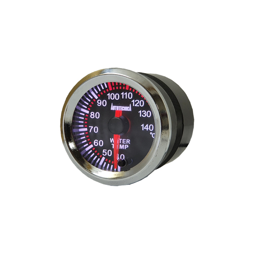 Autotecnica Water Temperature Temp Analog Electronic Gauge Black Face 52mm 12V