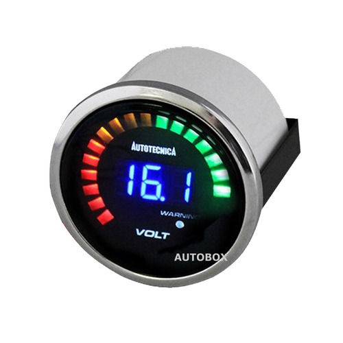 Autotecnica Electronic Digital LED Dual Display Volts Voltmeter Gauge LCD 52mm 