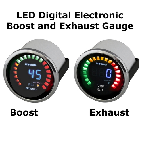 Electronic Digital Dual Display Boost & Exhaust Temp Gauge for Diesel or Petrol