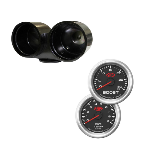 SAAS Dual Pillar Pod w/ Black Face Ser 3 Diesel Boost & Exhaust for Hilux 05-15