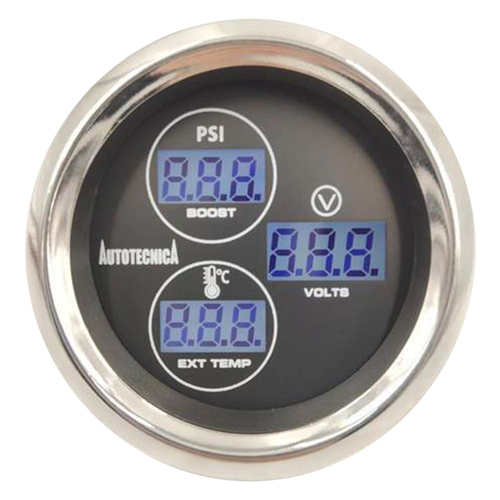 Autotecnica 3 in 1 Turbo Boost EGT Diesel Volts 52mm LCD Gauge