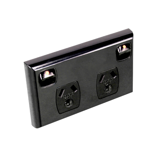 Black Double Pole 10Amp Twin Power Point GPO Caravan Motorhome Camper Transco