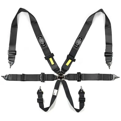 SAAS Harness SFI 6 Point Camlock 3in Black Homologated
