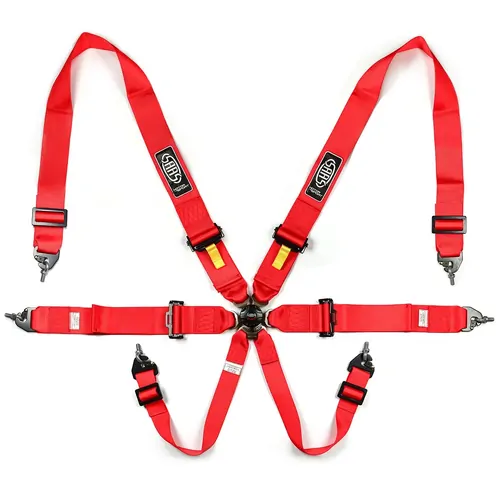 SAAS Harness FIA 6 Point Camlock 3in Red Homologated