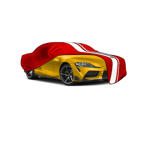 SAAS SHOW CAR COVER Suits Toyota GR Supra 5.0m RED LARGE PREMIUM STRIPES