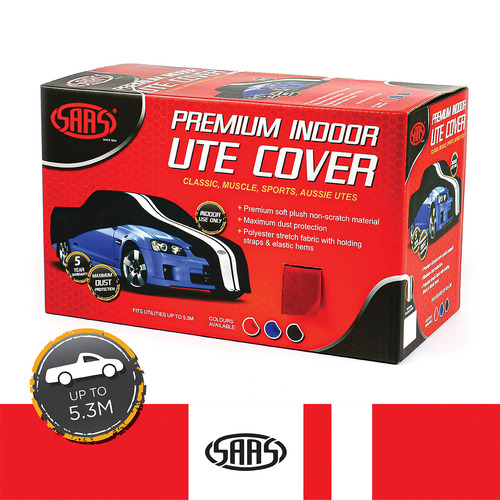 SAAS Indoor Classic UTE Car Cover Red with White Stripe Large 5.3M
