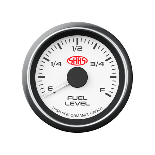 SAAS Fuel Level Gauge 52mm White Muscle Series Uses Existing Tank Sender	