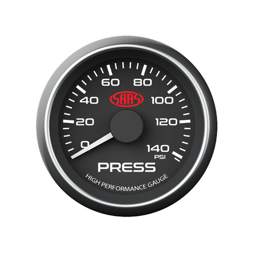 SAAS 0-140 Oil Pressure Gauge 52mm Black Dial Face 