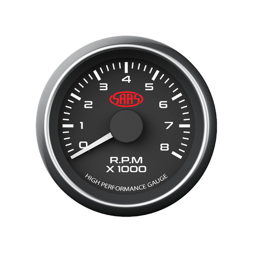 SAAS Performance TACHOMETER 8000 RPM Analog Black Face Gauge 52mm 4 Colour  TACHO