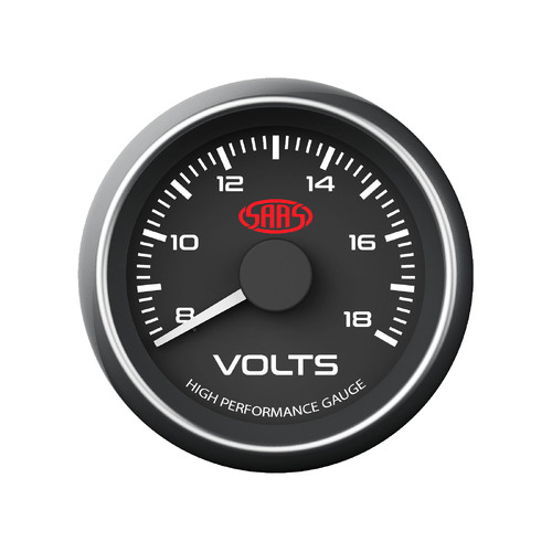 SAAS 8-18 VOLTS GAUGE Black Dial Face VOLT 52mm