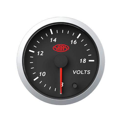 SAAS Street Series 8-18 Volts Voltmeter Gauge Black Dial Face 7 Colour 12V