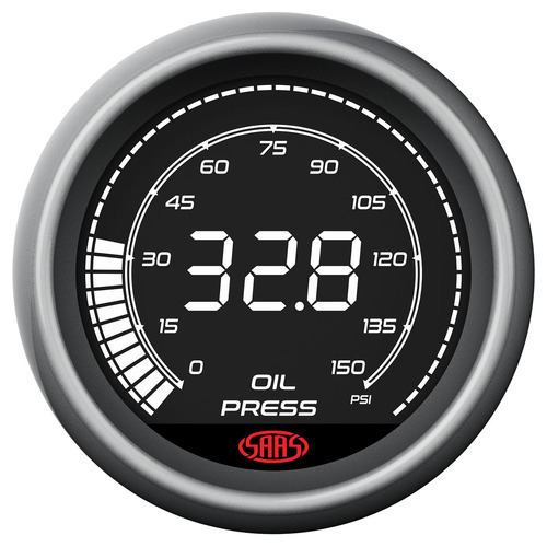 SAAS Digital Muscle Series Oil Pressure Gauge 150PSI 52mm 10 Colour Backlight